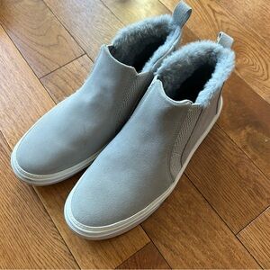 TOMS Bryce Slip On Women’s 7.5 Grey Faux Fur Mid Top Sneakers Shoes